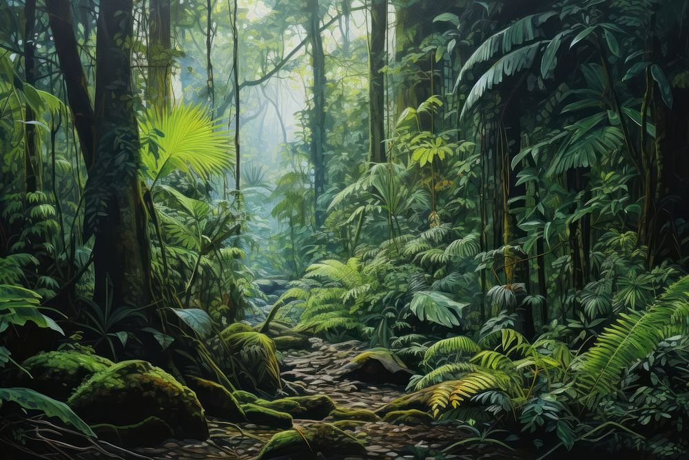  Rainforest vegetation outdoors woodland. AI generated Image by rawpixel.