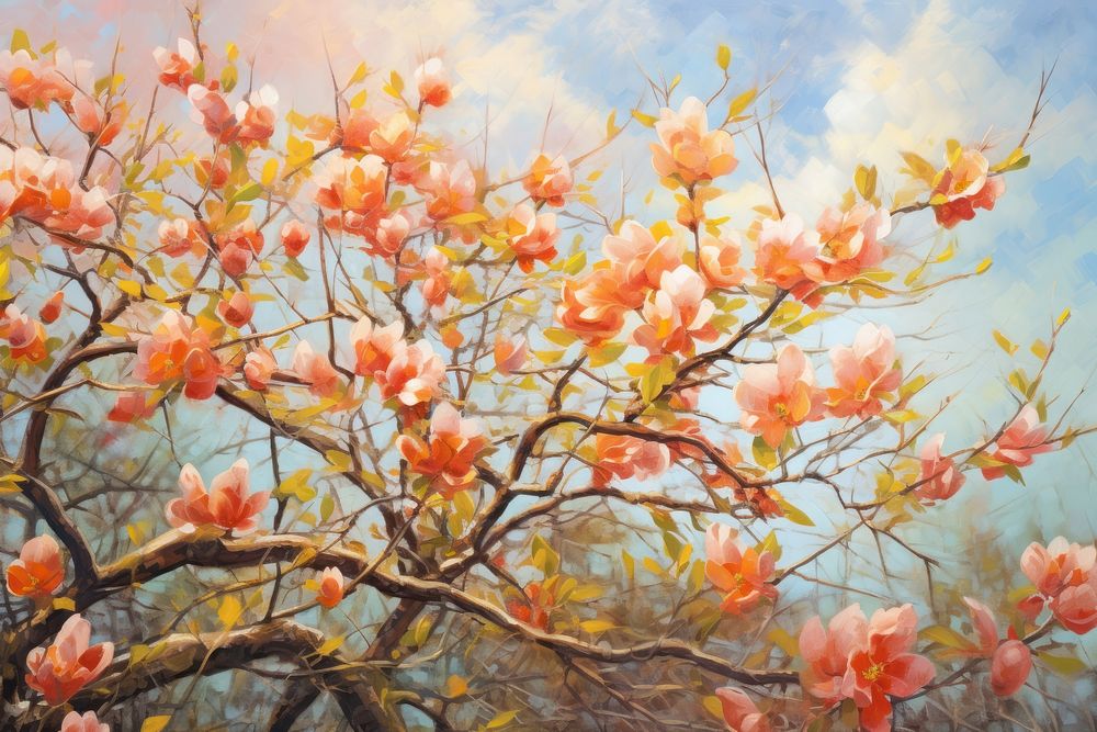  Spring painting outdoors blossom. 