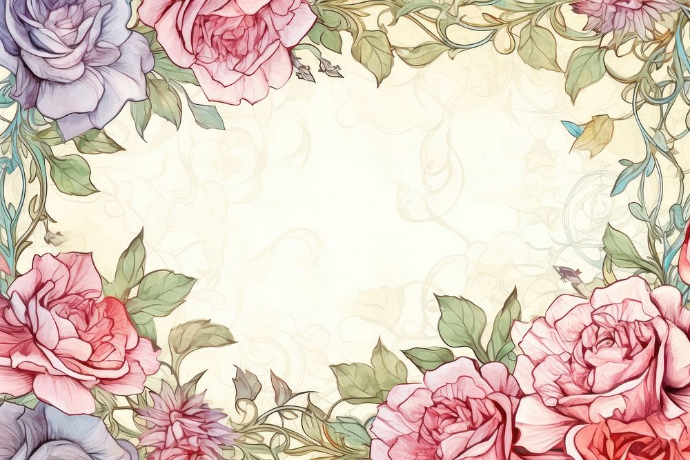 Rose flower frame border backgrounds pattern plant.