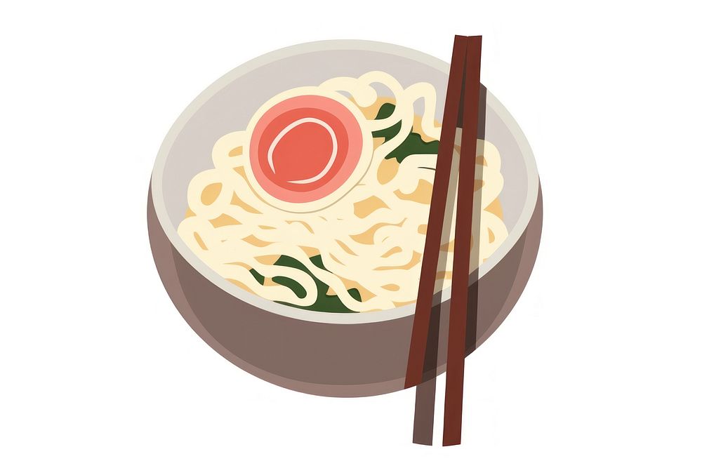 Ramen shaped icon chopsticks noodle food.