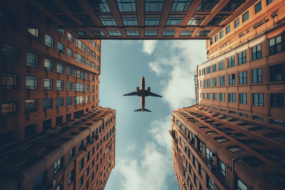 Building flying architecture cityscape.