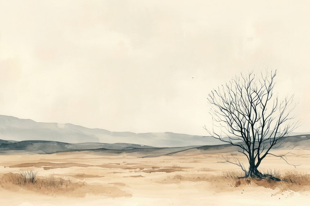 Barren land landscape outdoors painting.