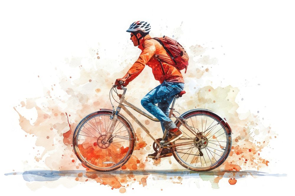 Man riding bicycle vehicle cycling helmet.