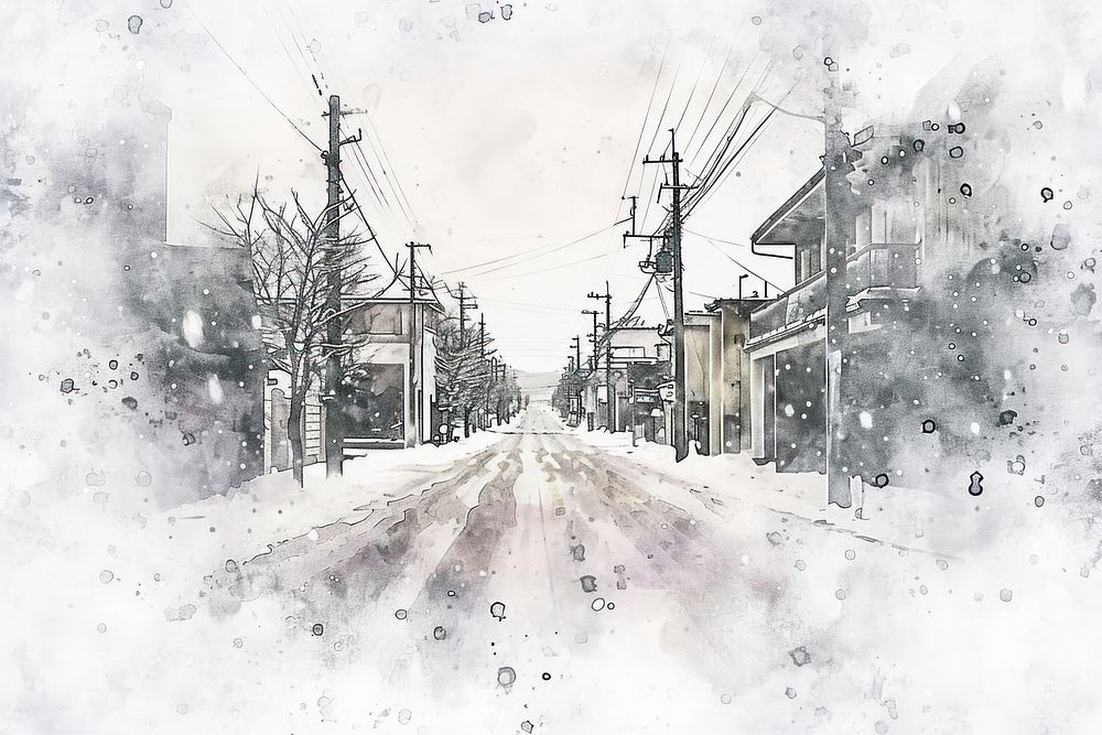 Street city monochrome blizzard.