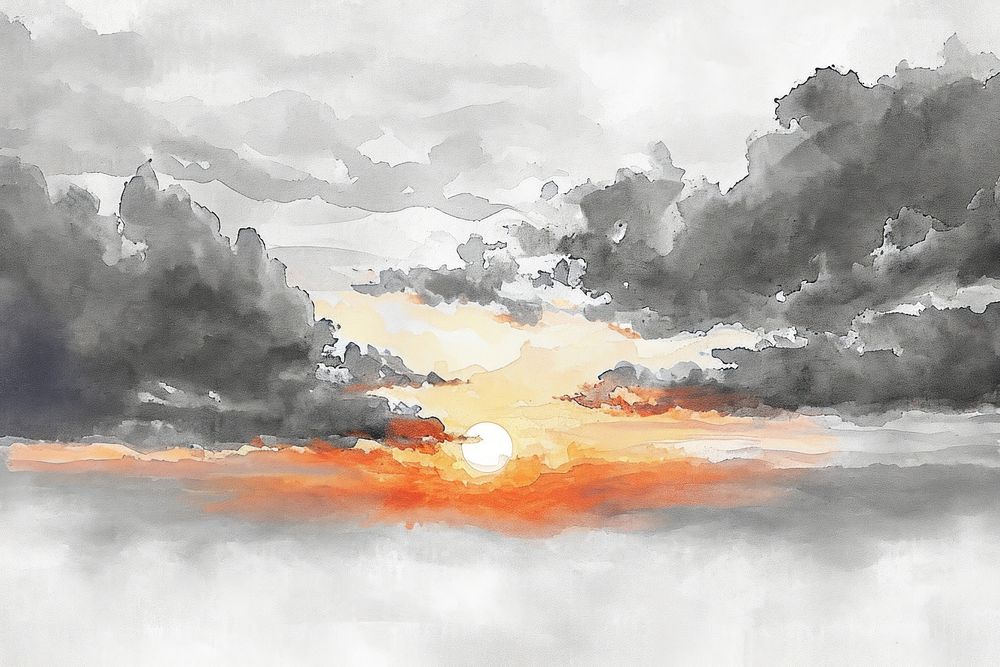 Sunset sky and cloudy painting abstract outdoors.