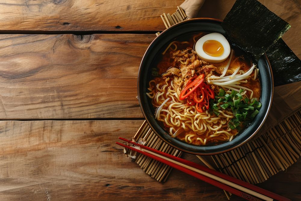 Ramen table food meal. AI generated Image by rawpixel.
