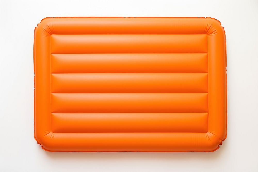  Orange inflatable floating pool raft mattress backgrounds rectangle furniture. AI generated Image by rawpixel.