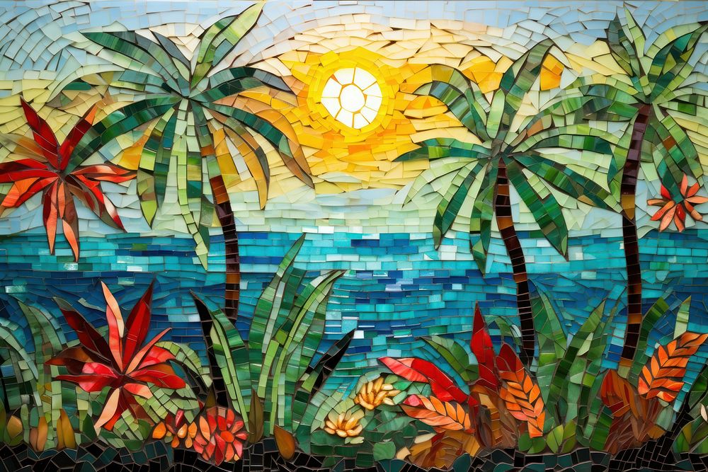 Tropical beach art painting tropics.