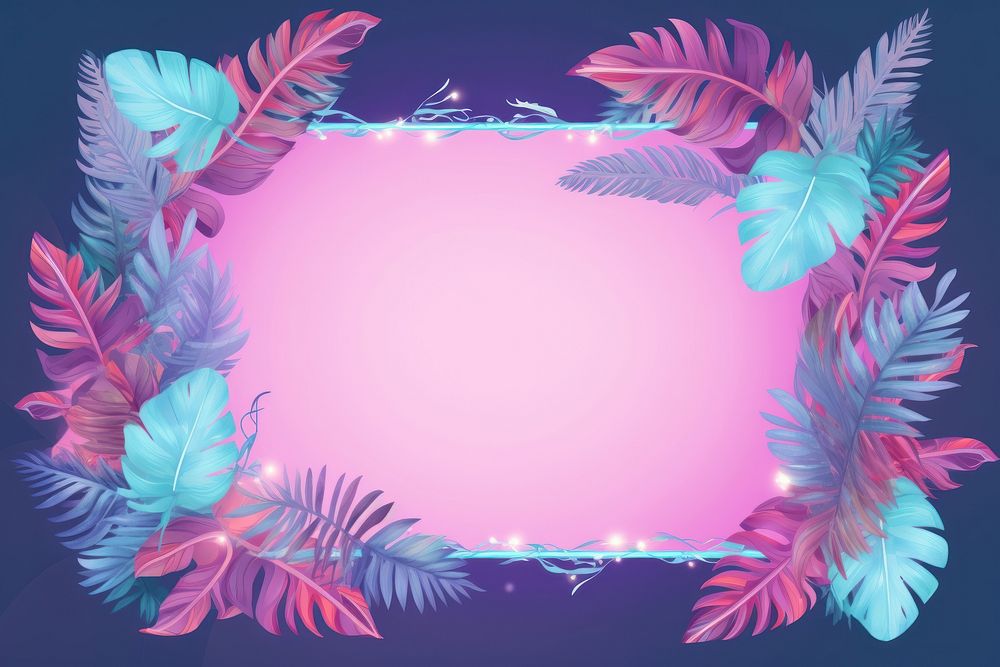 Tropical neon frame backgrounds pattern purple.
