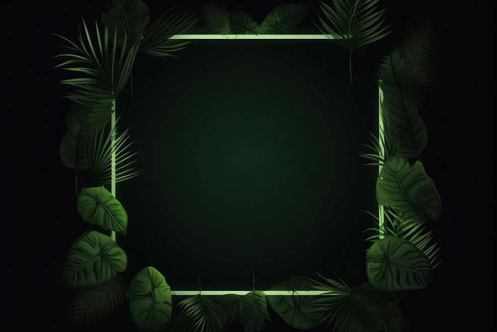 Tropical neon frame backgrounds nature plant.