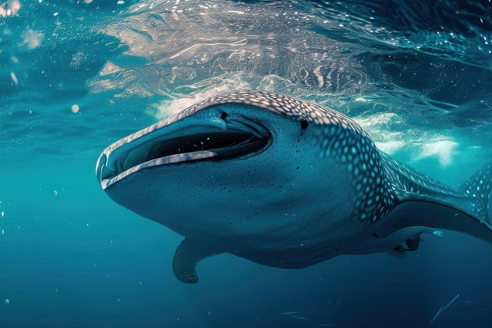 Underwater photo of whale shark animal outdoors nature.