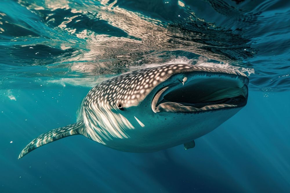 Underwater photo of whale shark animal outdoors marine.