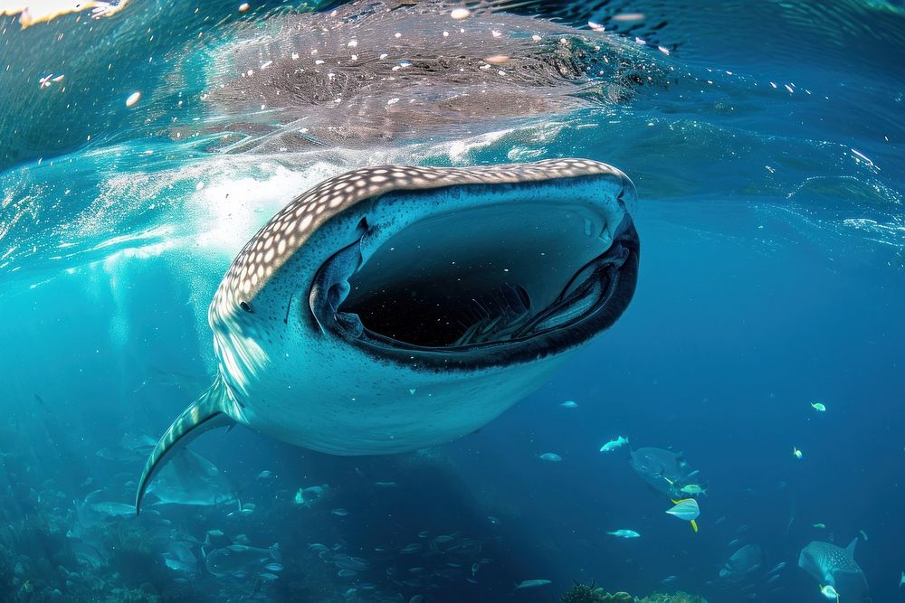 Underwater photo of whale shark animal outdoors nature.
