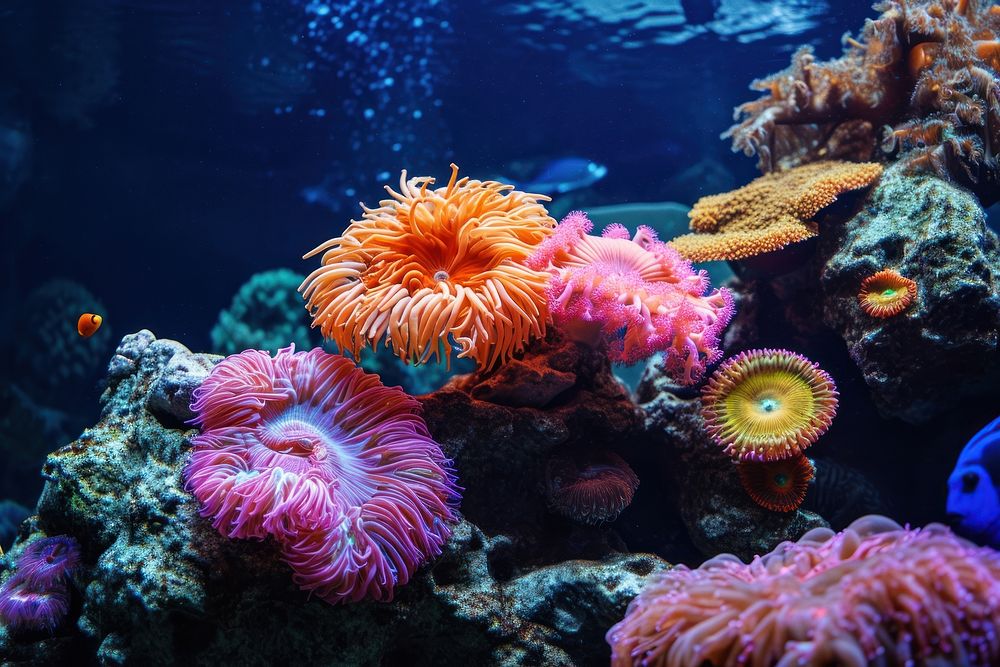 Underwater photo of corals aquarium outdoors aquatic.