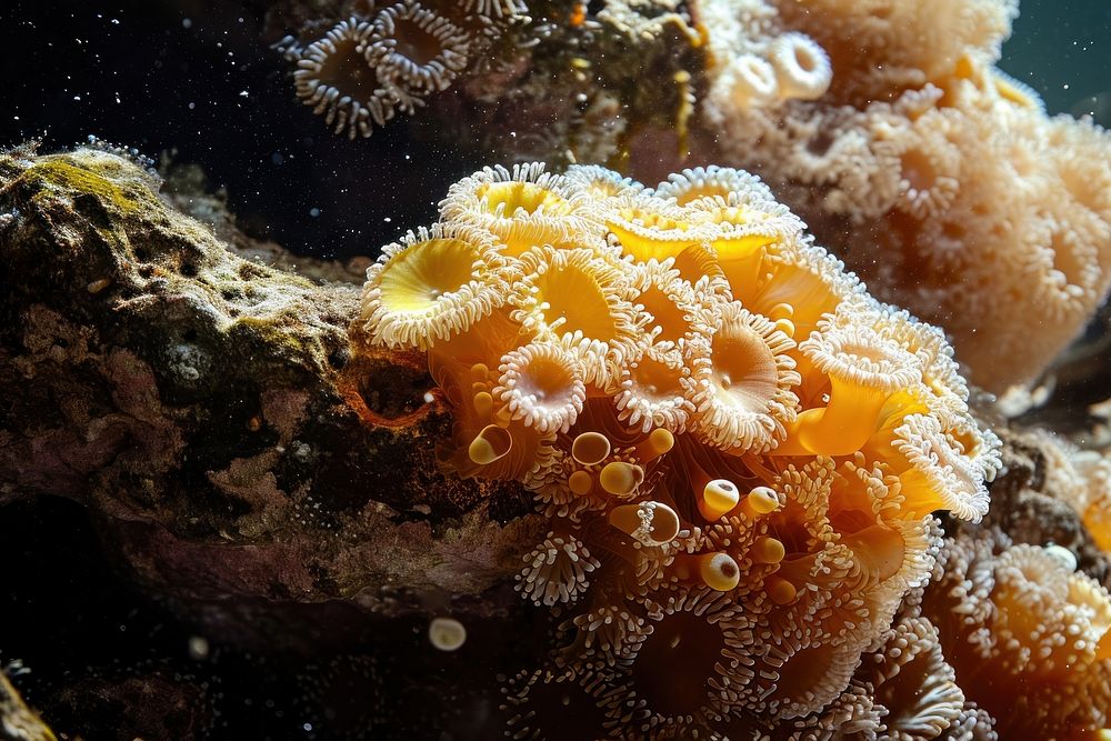 Underwater photo of corals animal outdoors aquatic.