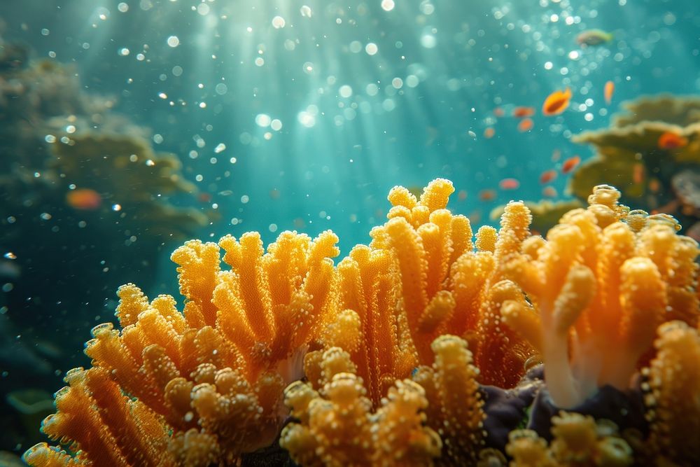 Underwater photo of corals animal outdoors aquatic.