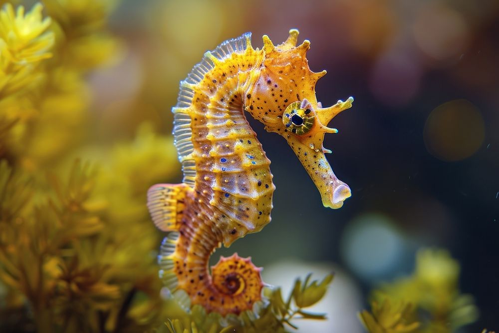 Underwater photo of seahorse animal marine pomacentridae.