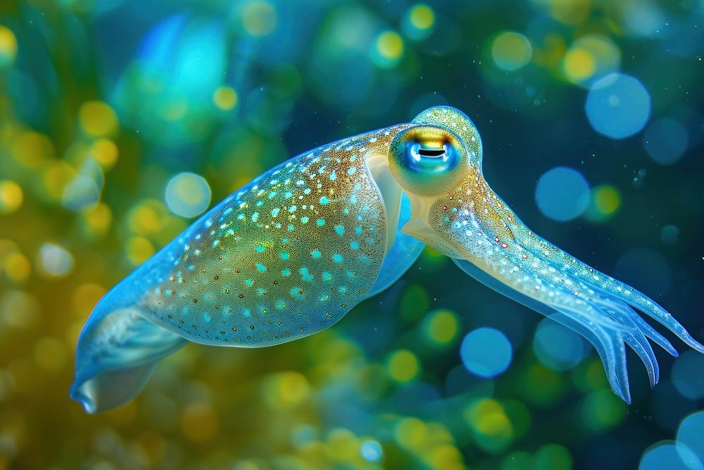 Underwater photo of squid animal marine fish.