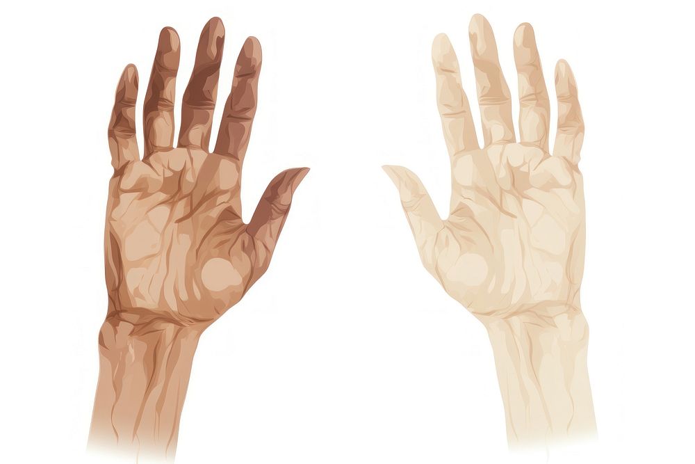 Vector illustration human hands with disserent skin colours finger gesturing clothing.