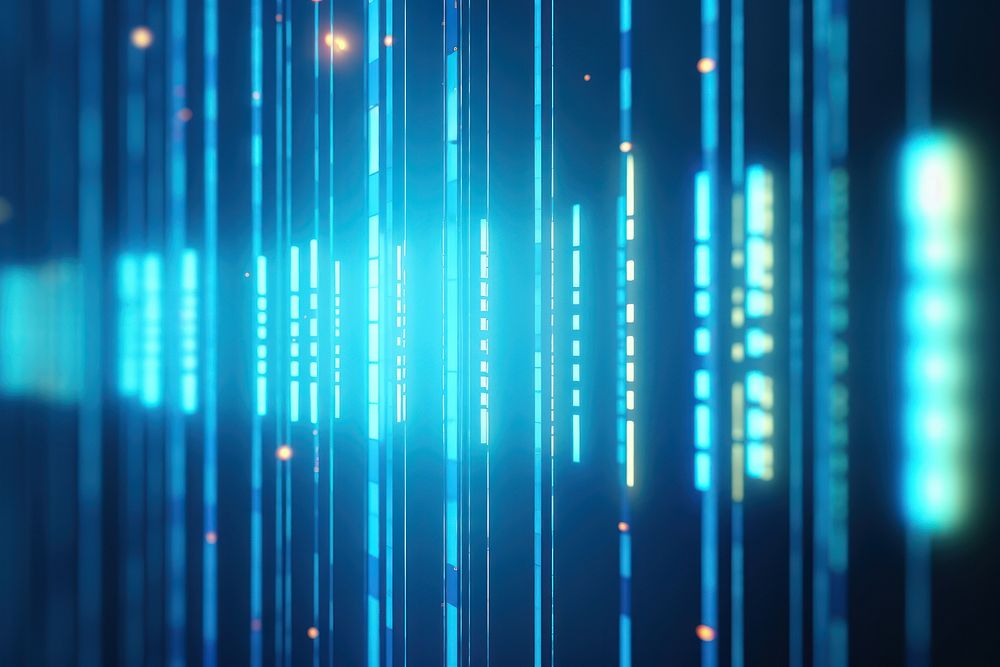 Light blue data streams illuminated backgrounds electronics.