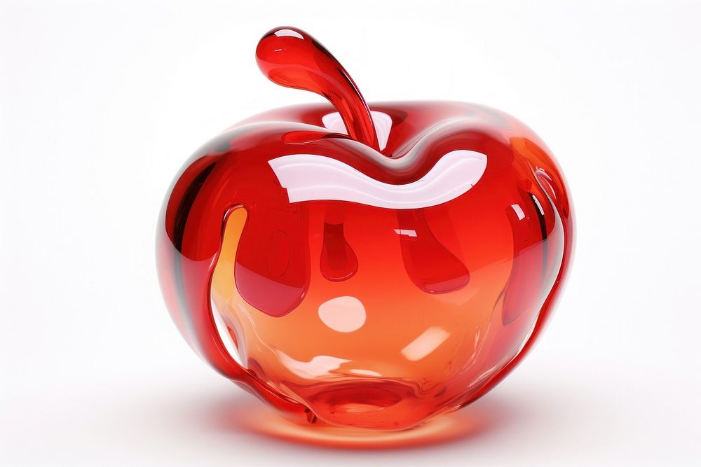 Apple melting away fruit food white background.