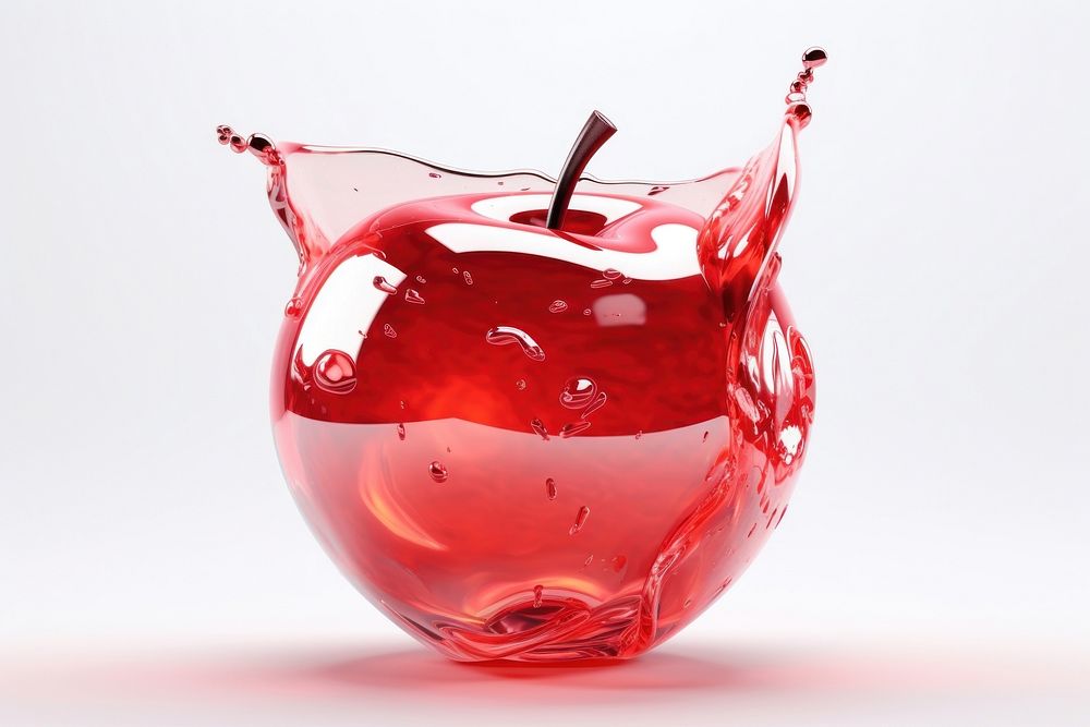 Apple melting down glass refreshment splattered.