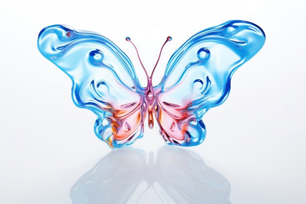 Flying butterfly melting down art white background transparent.