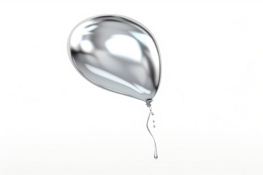 Balloon melting silver white background celebration.