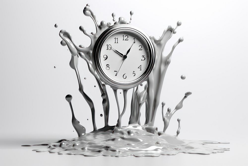 Clock melting monochrome splashing deadline.