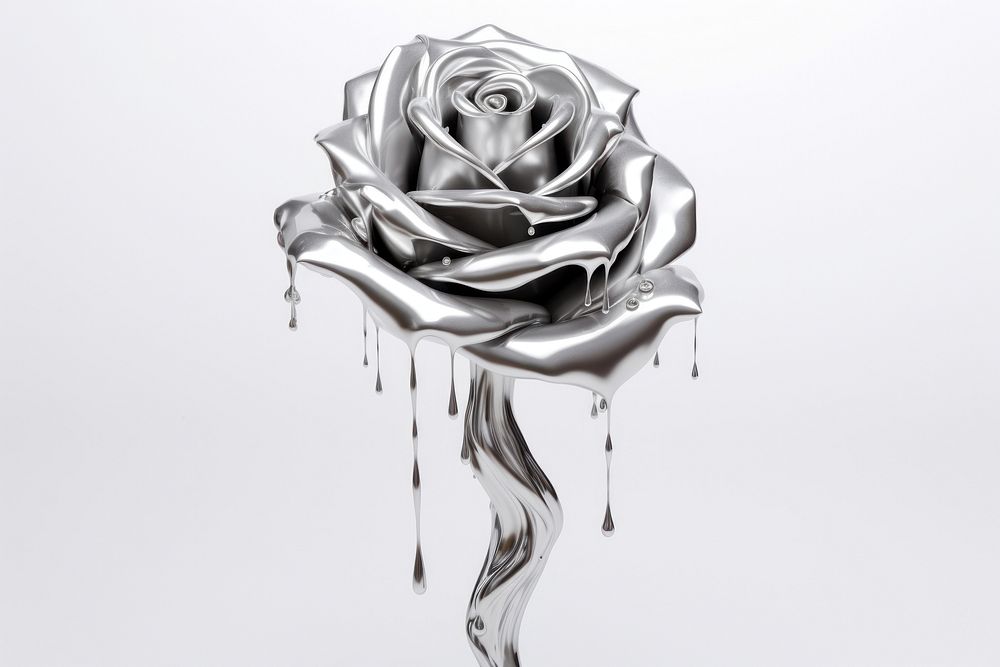 Rose melting drawing flower silver.