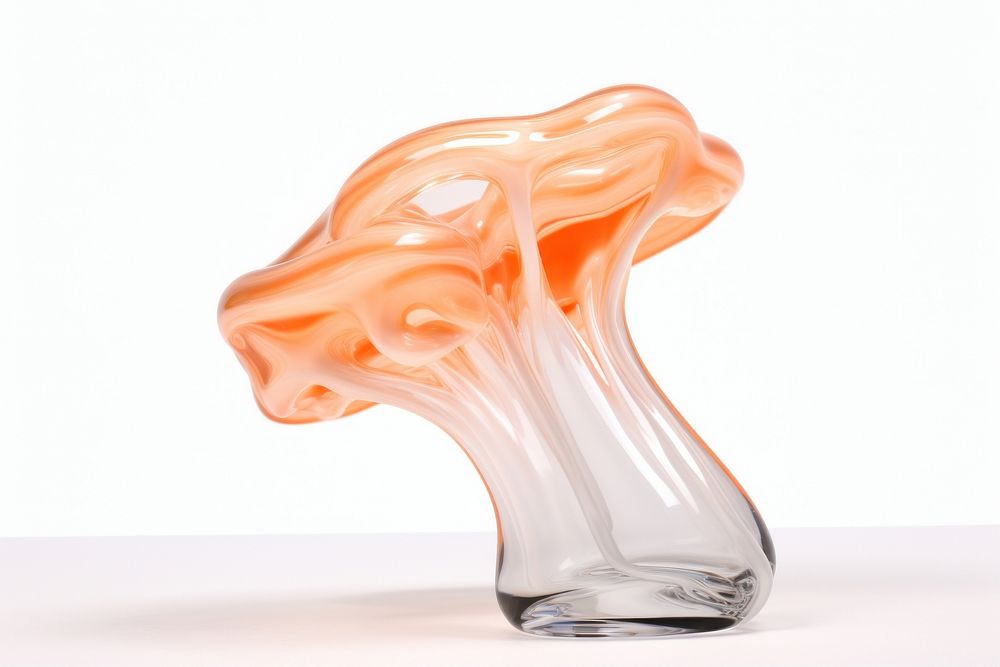 Melting mushroom vase white background translucent.