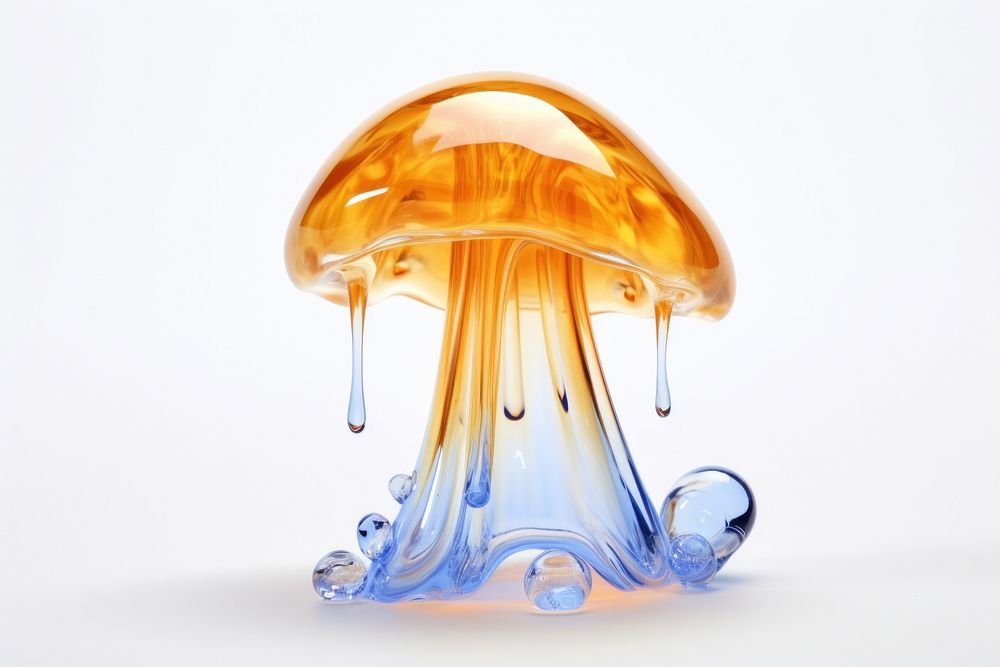 Melting mushroom jellyfish white background invertebrate.