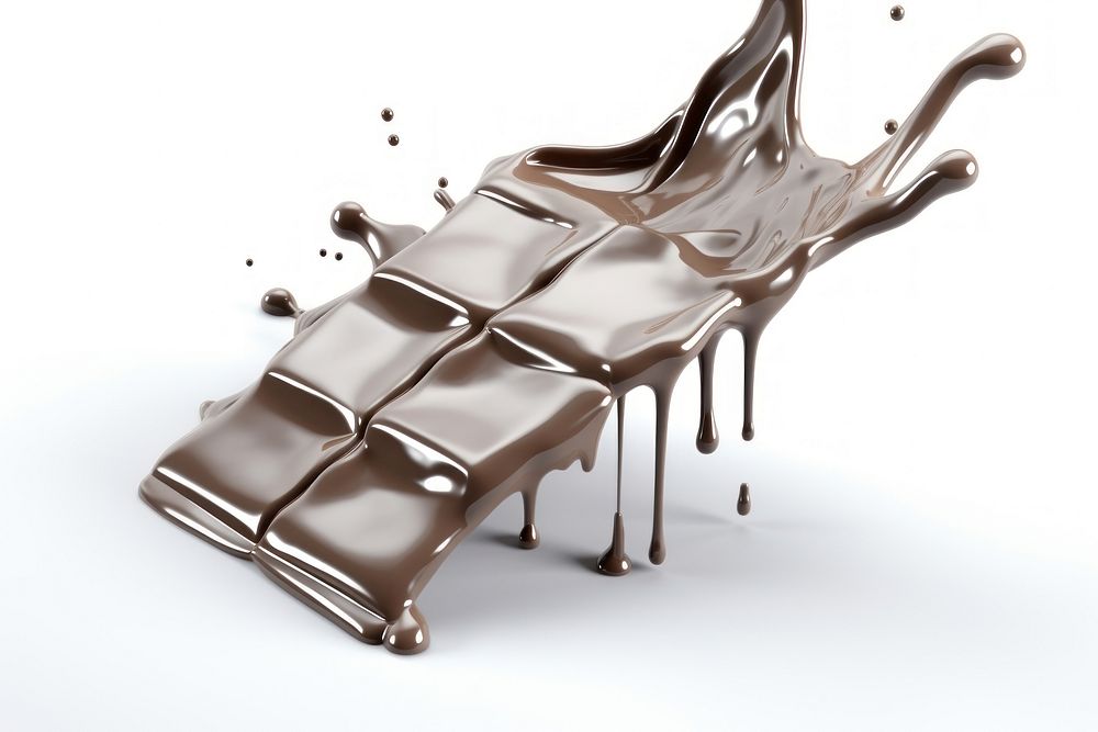 Chocolate bar melting white background confectionery splattered.