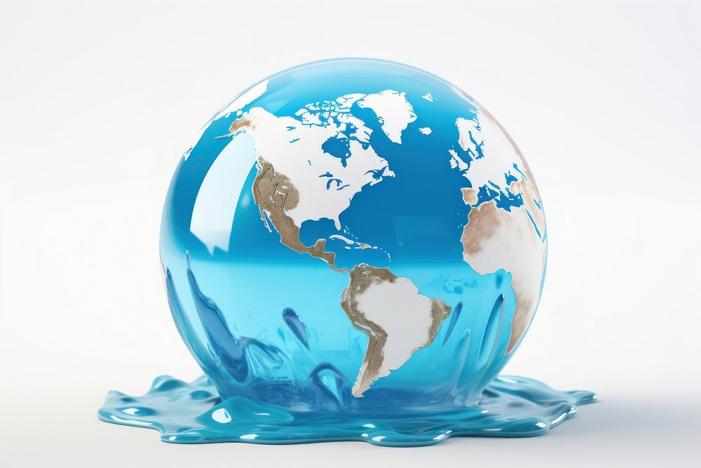 Planet earth melting down floating sphere globe.