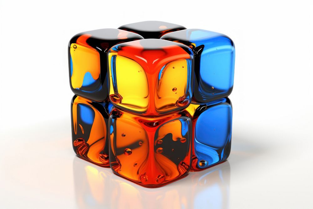 Glass toy white background rubik's cube.