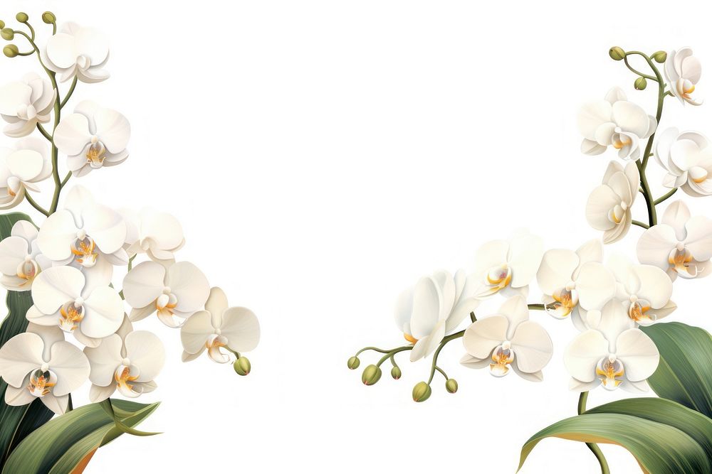 White orchid border frame flower plant chandelier.