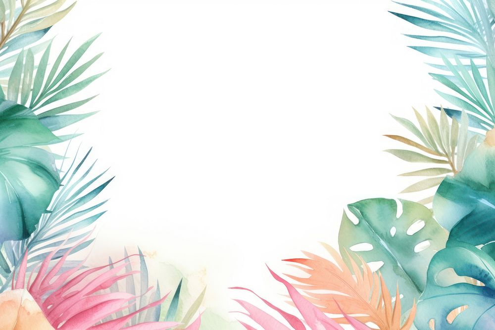 Cute pastel tropical leaves painting pattern nature.