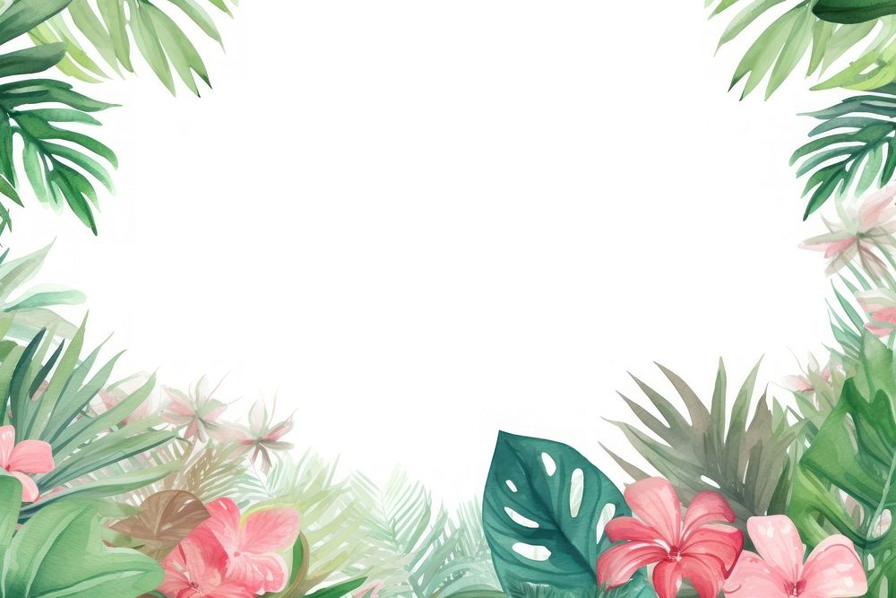 Cute pastel tropical leaves outdoors painting pattern.