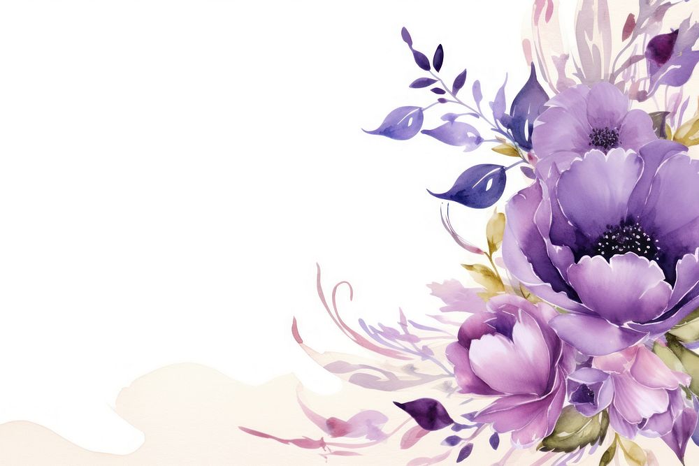 Bouquet border frame purple painting pattern.