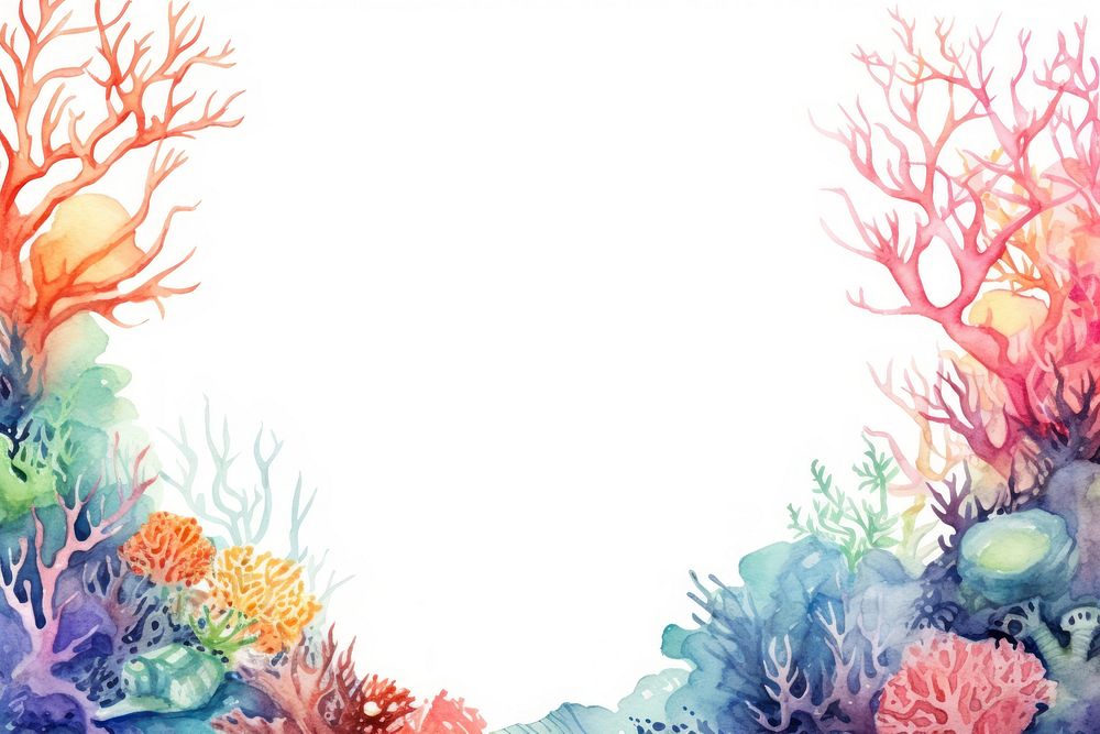 Colorful coral reef border outdoors painting pattern.