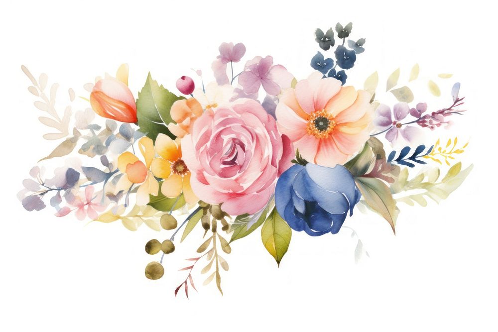 Colorful bouquet border painting pattern flower.