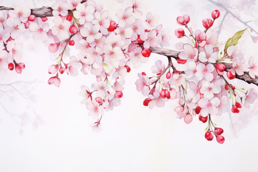 Cherry border painting blossom flower.