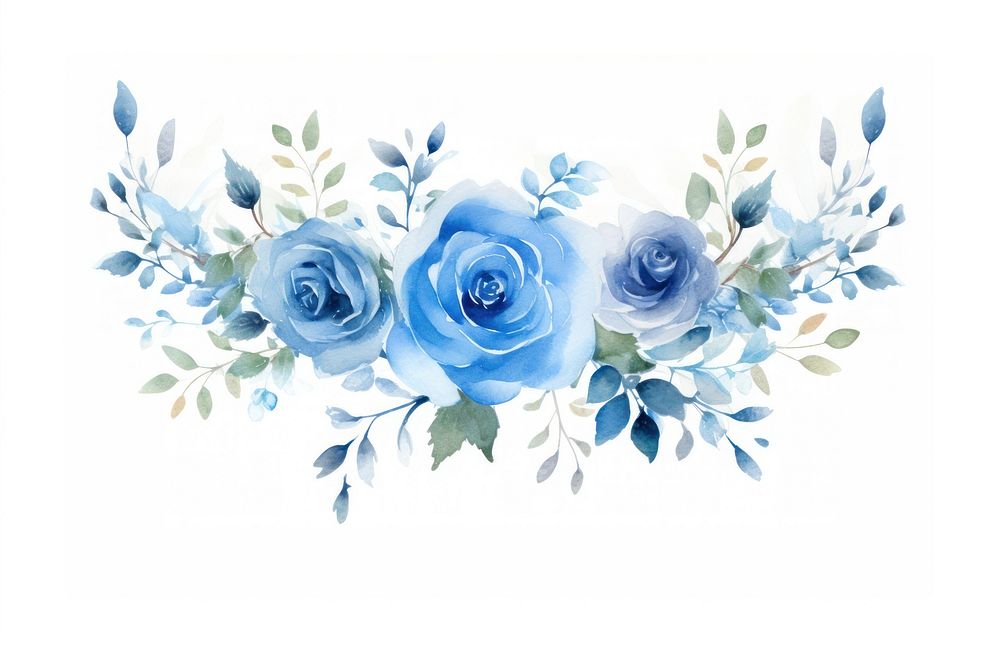 Blue rose bouquet border painting pattern flower.