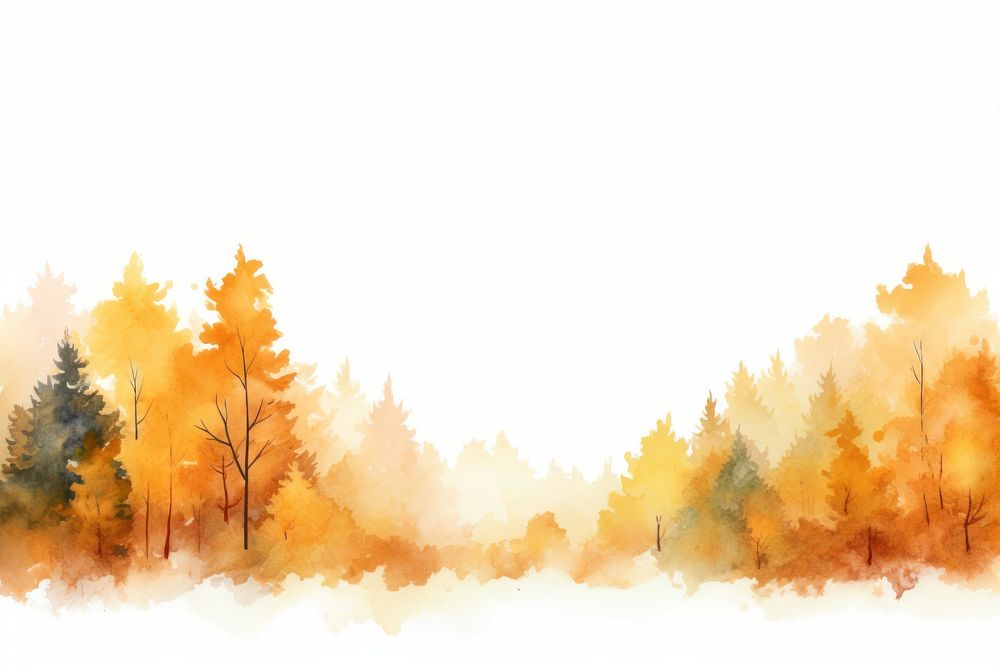 Minimal autumn forest border landscape outdoors painting.