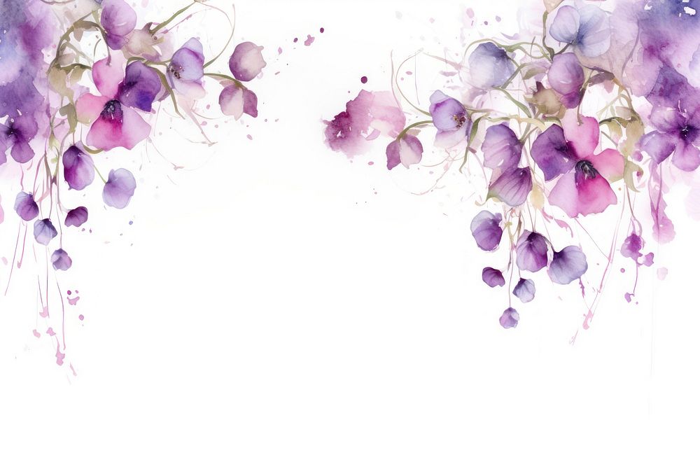 Minimal small purple flower border painting pattern petal.