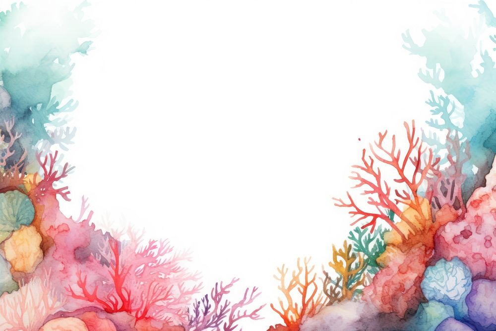 Pastel coral reef border outdoors nature water.