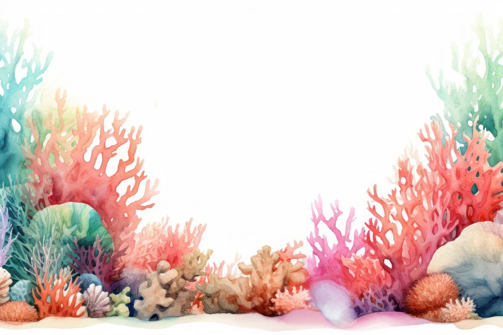 Pastel coral reef border outdoors nature water.