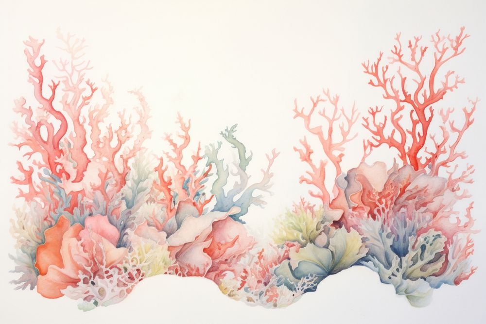 Terracotta coral reef border painting pattern drawing.