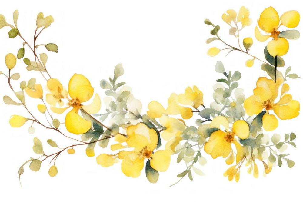 Yellow flowers border painting blossom plant.