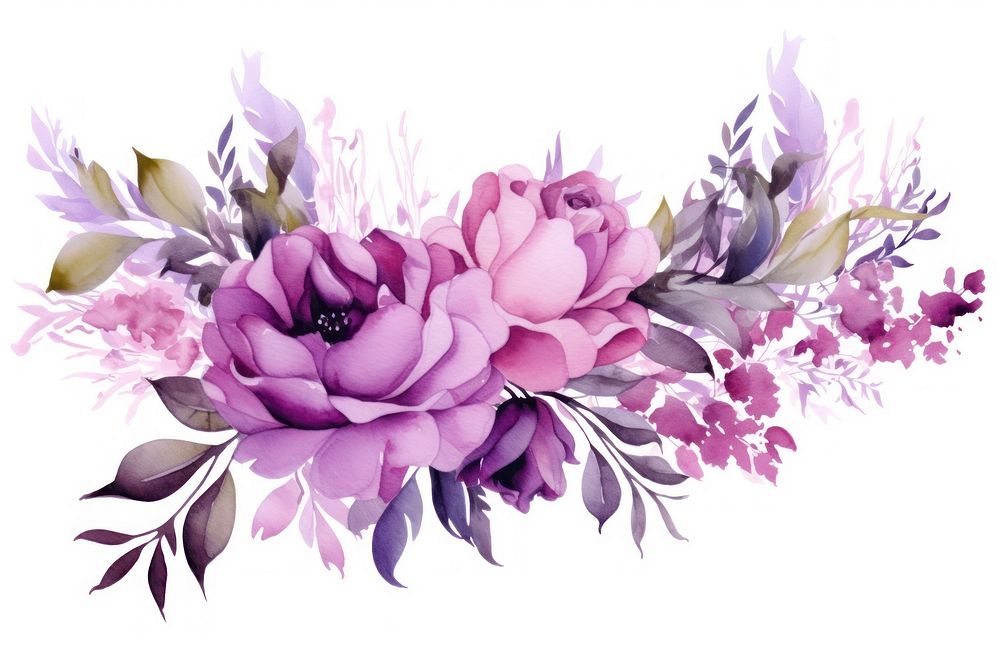 Bouquet border frame purple blossom pattern.